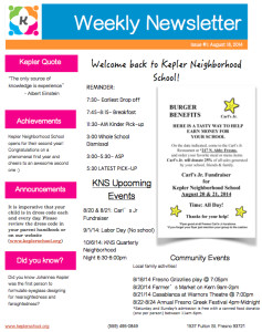 Elementary School Newsletter Template Kepler Neighborhood School [tuition Free Charter