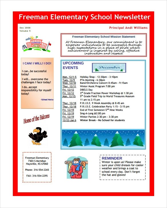 Elementary School Newsletter Template Sample School Newsletter Template 8 Download Documents Elementary School Newsletter Template Sample School Newsletter Template 8 Download Documents