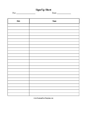 Email Signup Sheet Template Sign Up Sheet Template