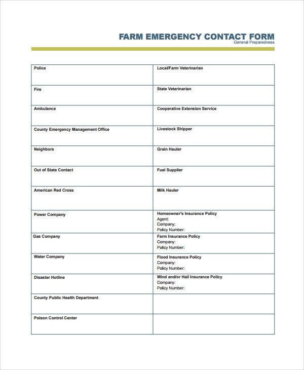 Emergency Contact form Template Word 8 Emergency Contact form Samples Examples Templates