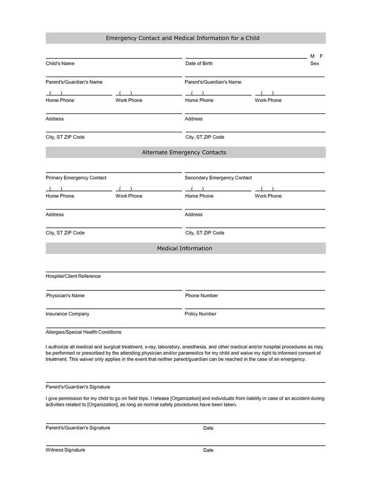 Emergency Contact form Template Word Free Student Information Sheet Template