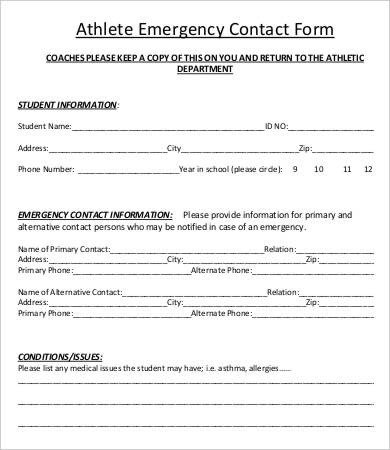 Emergency Contact Information form 11 Emergency Contact forms Pdf Doc