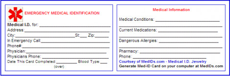 Emergency Medical Card Template 8 Best Of Free Printable Medical Cards Free