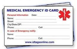 Emergency Medical Card Template bye bye Bella Flora