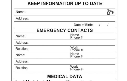 Emergency Medical Card Template File Of Life