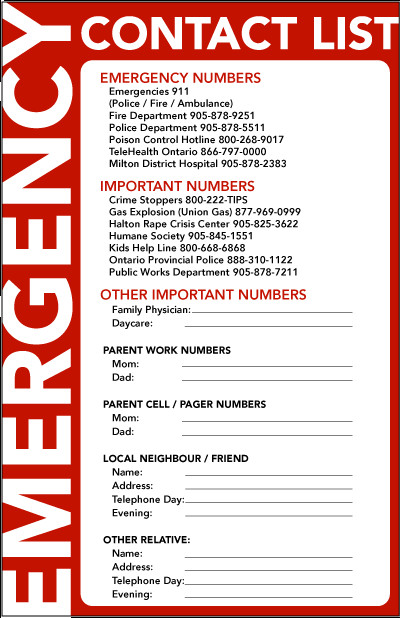 Emergency Phone Numbers Template Bud Template Free