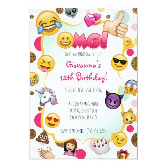 Emoji Birthday Invitation Template Emoji Birthday Invitation Emoji themed Invites