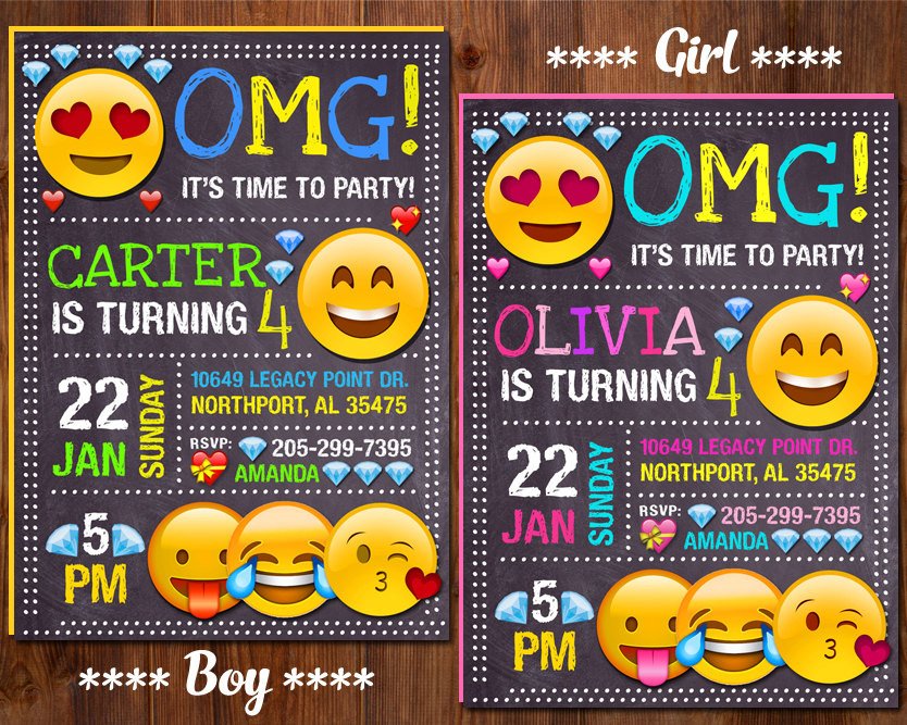 Emoji Birthday Invitation Template Emoji Invitation Emoji Birthday Invitation Emoji Party Girl