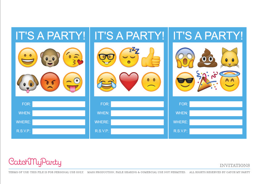 Emoji Birthday Invitation Template Free Emoji Party Printables