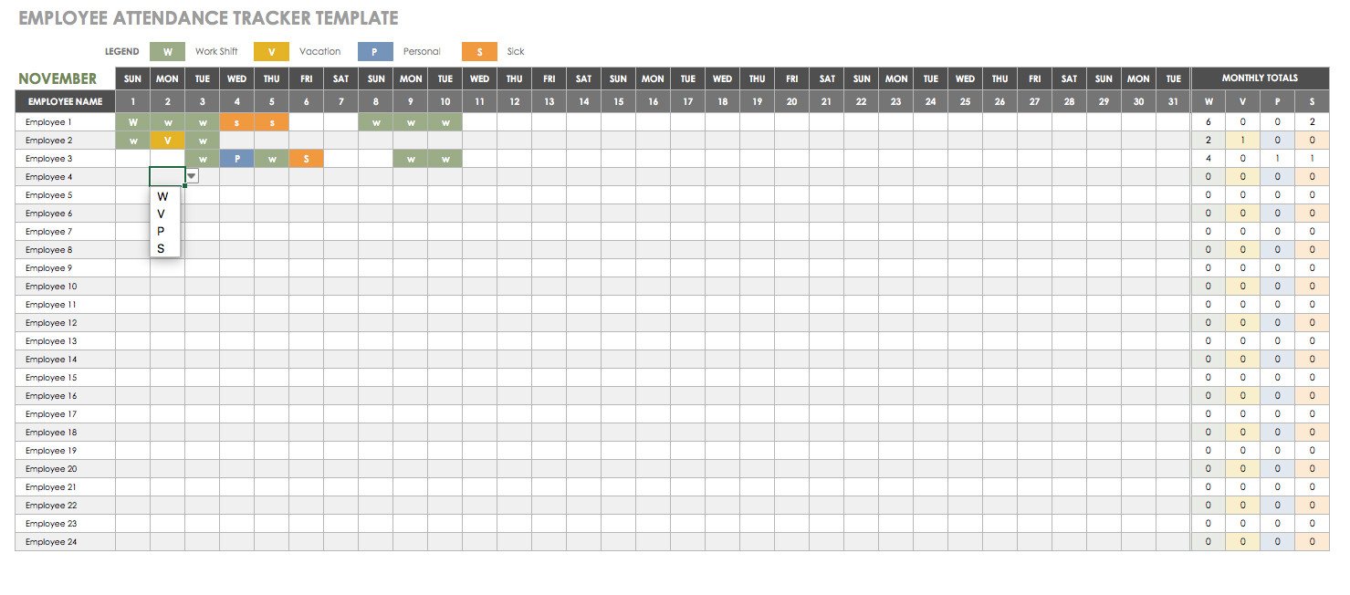 Employee attendance Tracker Excel Template Free Human Resources Templates In Excel