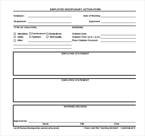Employee Disciplinary Action form 13 Employees Write Up Templates – Free Sample Example