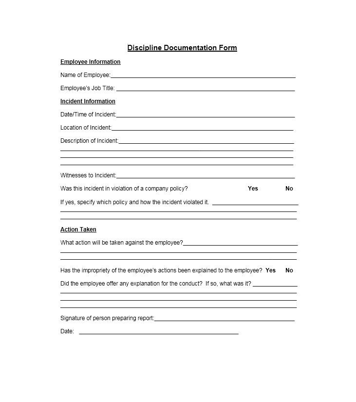 Employee Disciplinary Action form 40 Employee Disciplinary Action forms Template Lab
