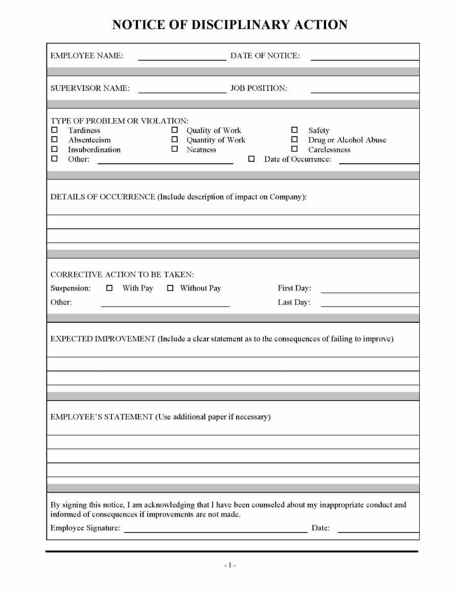 Employee Disciplinary Action form 46 Effective Employee Write Up forms [ Disciplinary