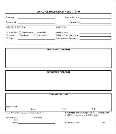 Employee Disciplinary Action Template Disciplinary Action form 20 Free Word Pdf Documents