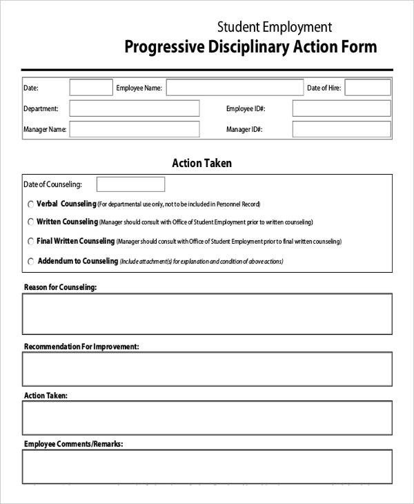 Employee Disciplinary Action Template Employee Discipline form 6 Free Word Pdf Documents
