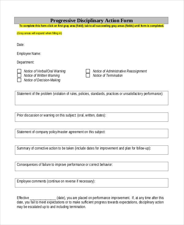 Employee Disciplinary Action Template Sample Employee Discipline form 10 Examples In Pdf Word