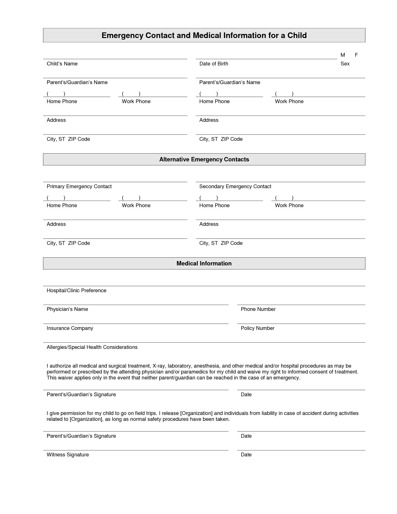 Employee Emergency Contact form Template Employee Emergency Contact Printable form to Pin