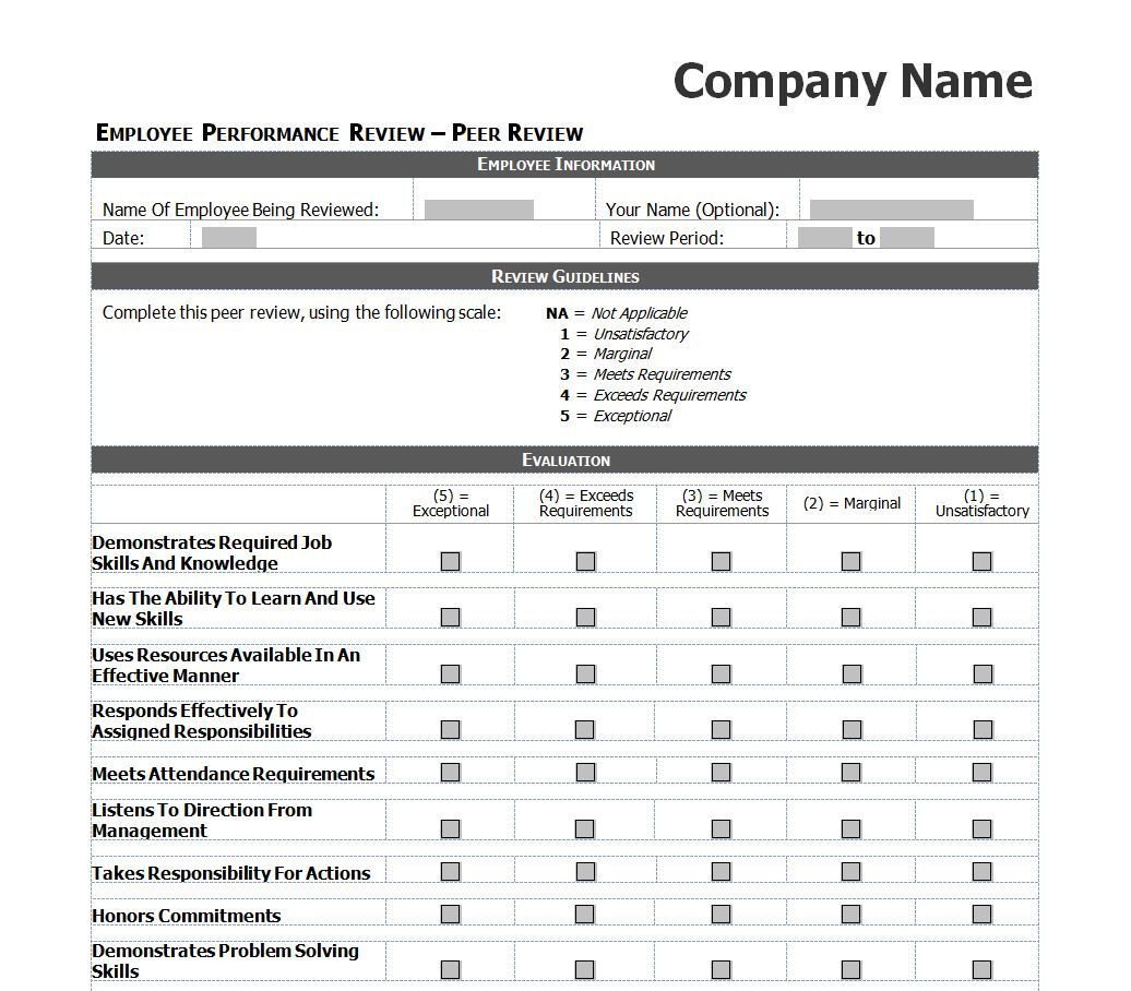 Employee Evaluation Template Excel Employee Evaluation Template Excel Images