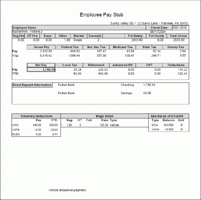 Employee Pay Stub Template 6 Pay Stub Template for 1099 Employee
