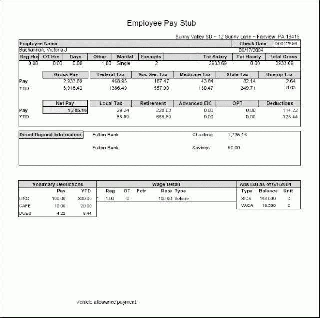 Employee Pay Stub Template 6 Pay Stub Template for 1099 Employee