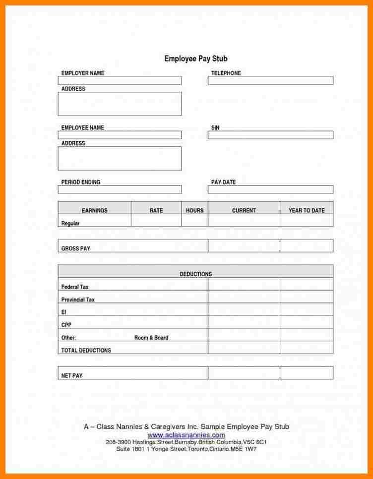 Employee Pay Stub Template 6 Pay Stub Template for 1099 Employee