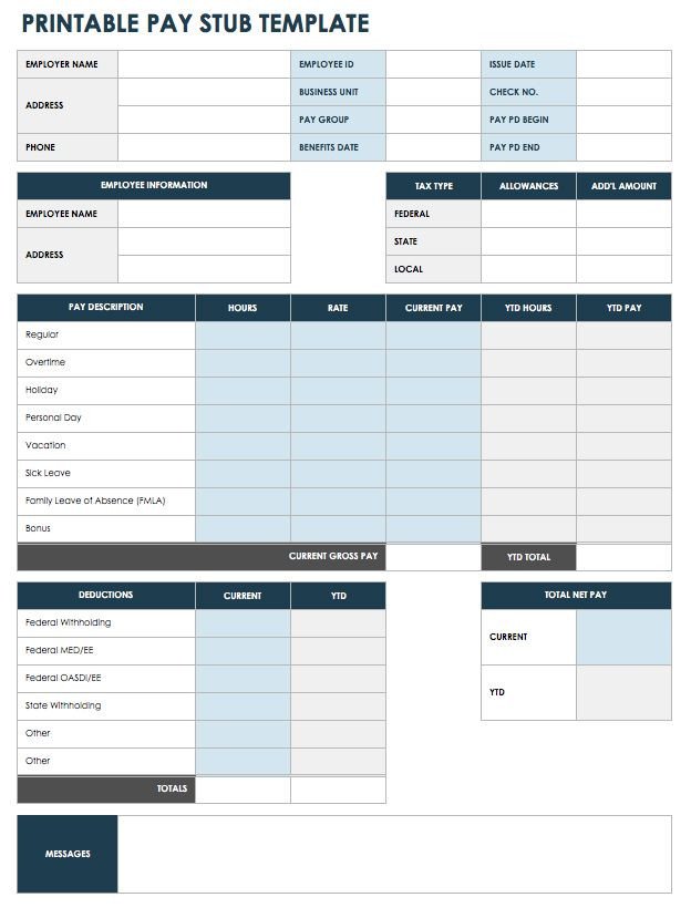 Employee Pay Stub Template Free Pay Stub Templates
