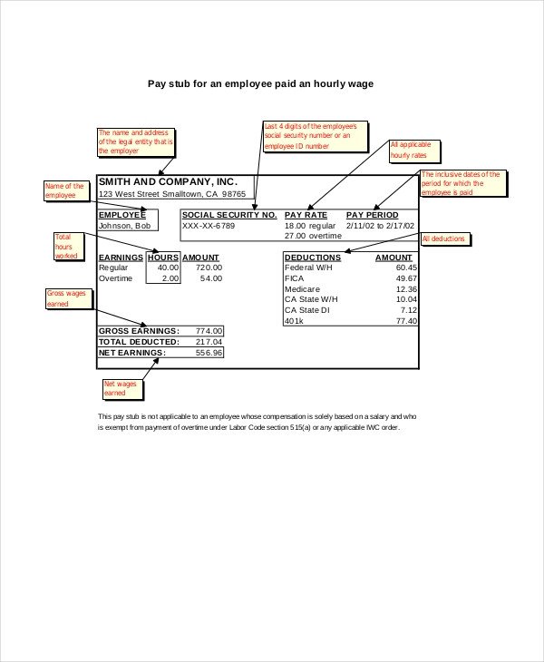 Employee Pay Stub Template Pay Stub Template 7 Free Word Pdf Documents Download