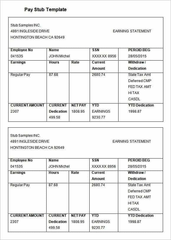 Employee Pay Stub Template top 4 Resources to Get Free Pay Stub Templates Word