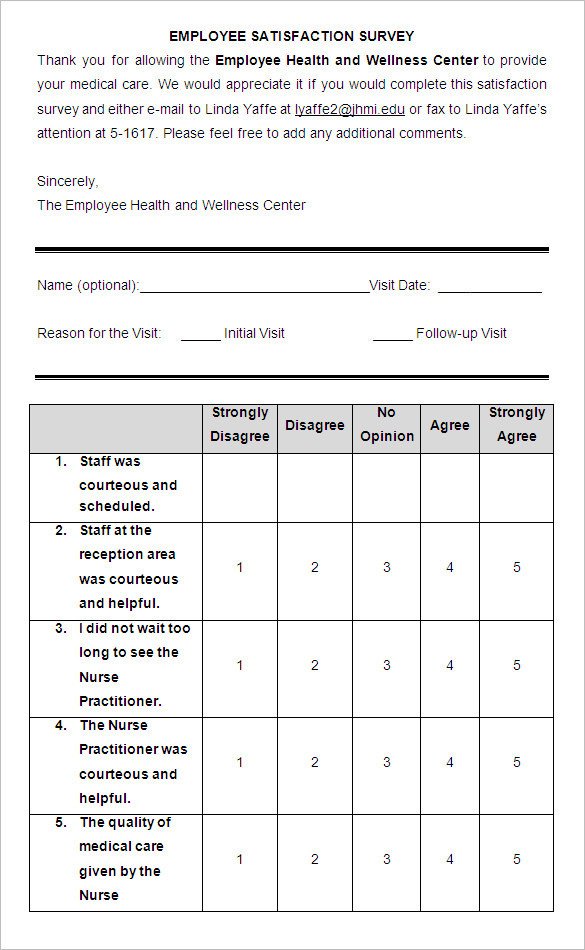 Employee Satisfaction Survey Template 9 Employee Satisfaction Survey Templates &amp; Samples Doc