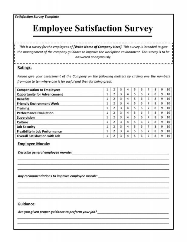 Employee Satisfaction Survey Template Employee Satisfaction Survey