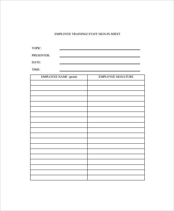 Employee Sign In Sheet Sample Employee Sign In Sheet 15 Free Documents