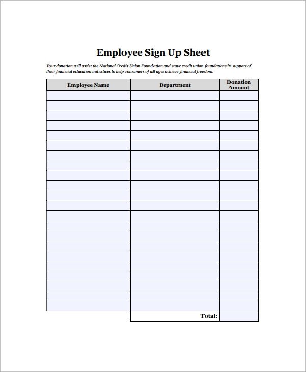 Employee Sign In Sheet Sample Employee Sign In Sheet 15 Free Documents