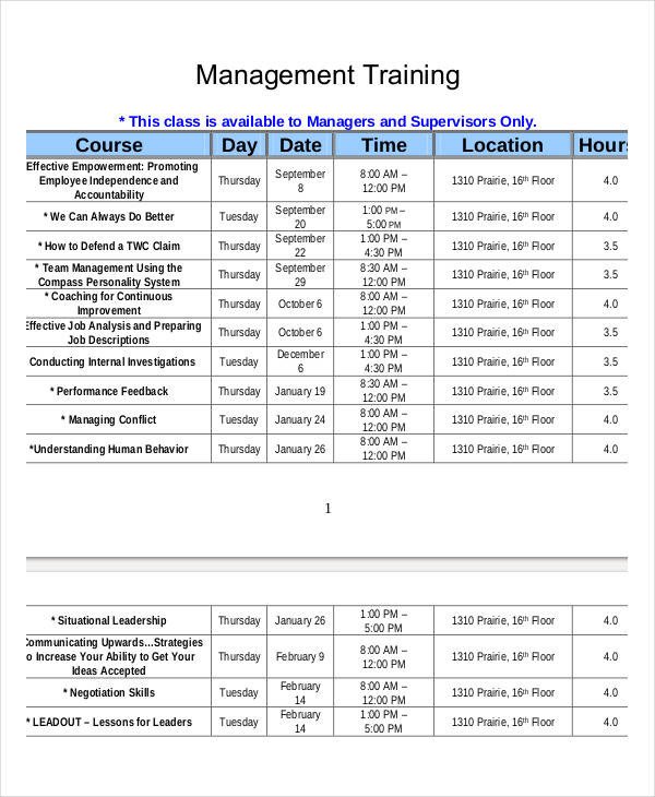 Employee Training Plan Template 15 Employee Training Schedule Template Word Pdf
