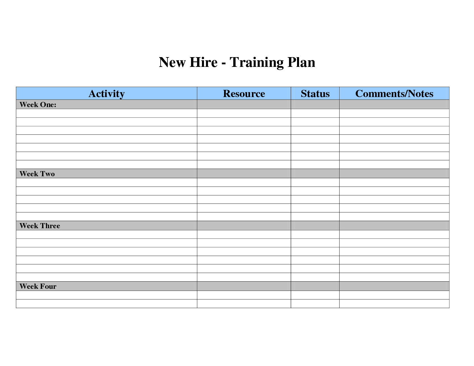Employee Training Plan Template Employee Training Plan Template