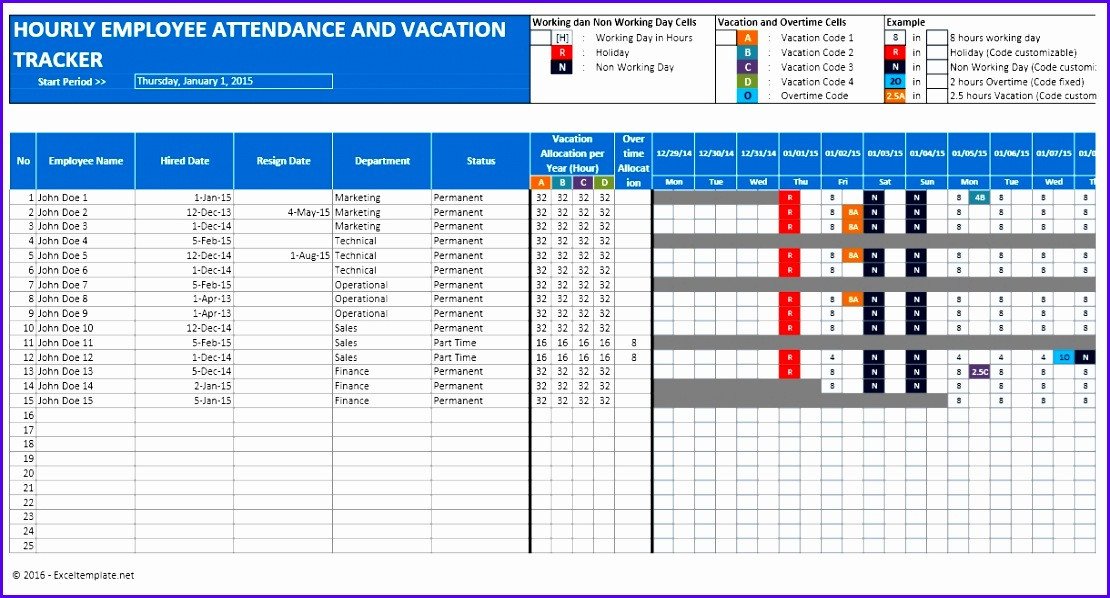 Employee Vacation Planner Template Excel 6 Excel Holiday Planner Template Exceltemplates