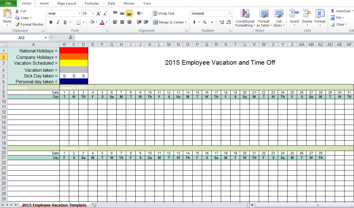 Employee Vacation Planner Template Excel Employee Vacation Tracking Excel Template 2015 Excel Tmp