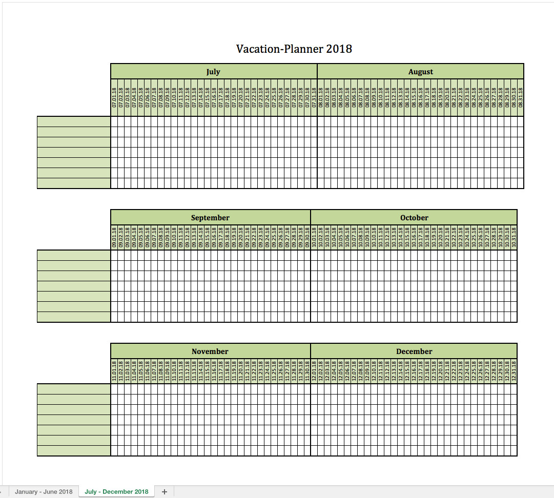 Employee Vacation Planner Template Excel Vacation Planner 2018