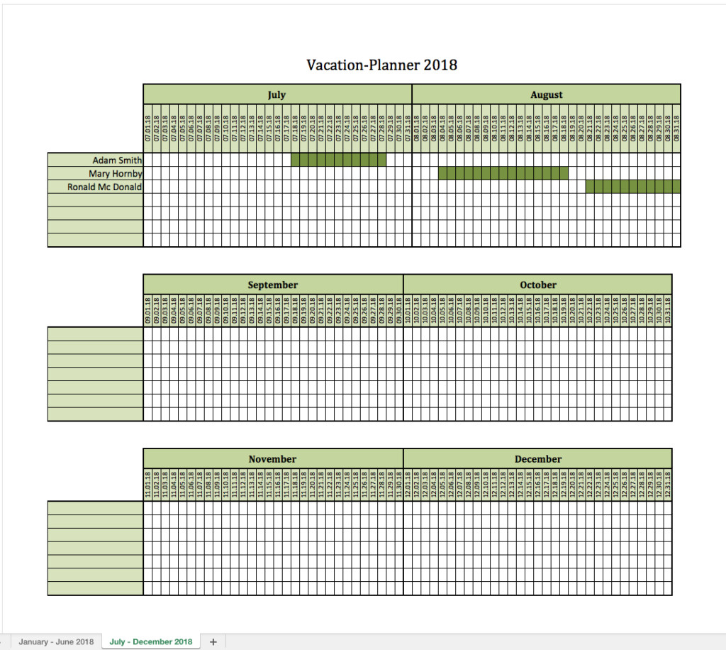 Employee Vacation Planner Template Excel Vacation Planner 2018