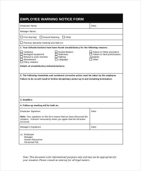Employee Warning Notice form 12 Printable Employee Warning Notice Templates Google Employee Warning Notice form 12 Printable Employee Warning Notice Templates Google