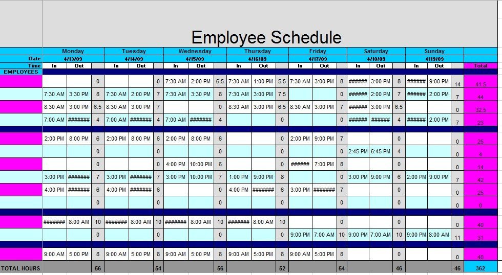 Employee Work Schedule Template 12 Free Sample Staff Schedule Templates Printable Samples