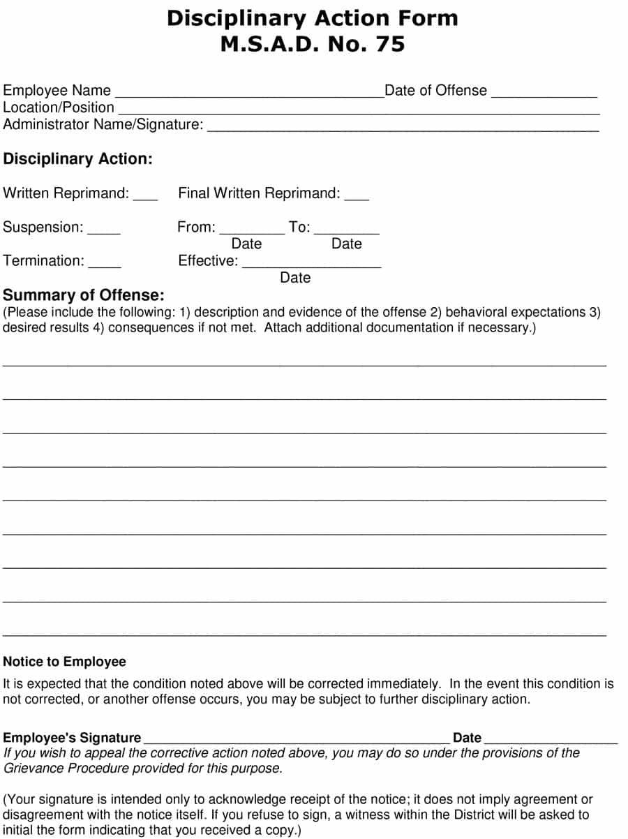 Employee Write Up form Template 46 Effective Employee Write Up forms [ Disciplinary