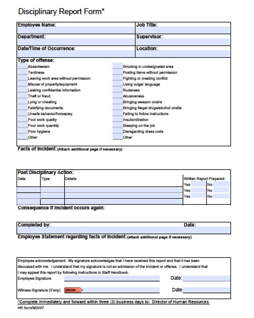 Employee Write Up form Template Download Employee Write Up forms