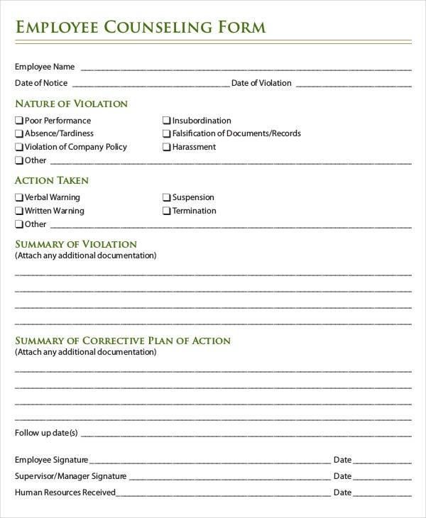 Employee Write Up form Template Employee Write Up form 6 Free Word Pdf Documents