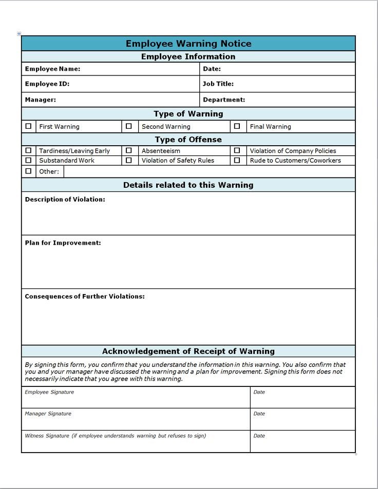 Employee Write Up form Template Employee Write Up form Projects to Try