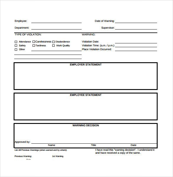 Employee Write Up form Template Sample Employee Write Up form 7 Documents In Pdf