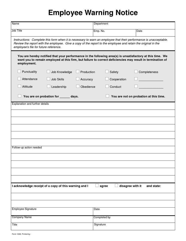 Employee Write Up Templates Free Employee Write Up Sheets