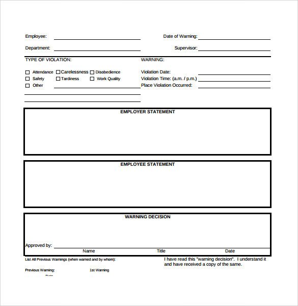 Employee Write Up Templates Sample Employee Write Up form 7 Documents In Pdf