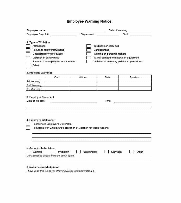 Employee Written Warning Template Employee Warning Notice Download 56 Free Templates &amp; forms