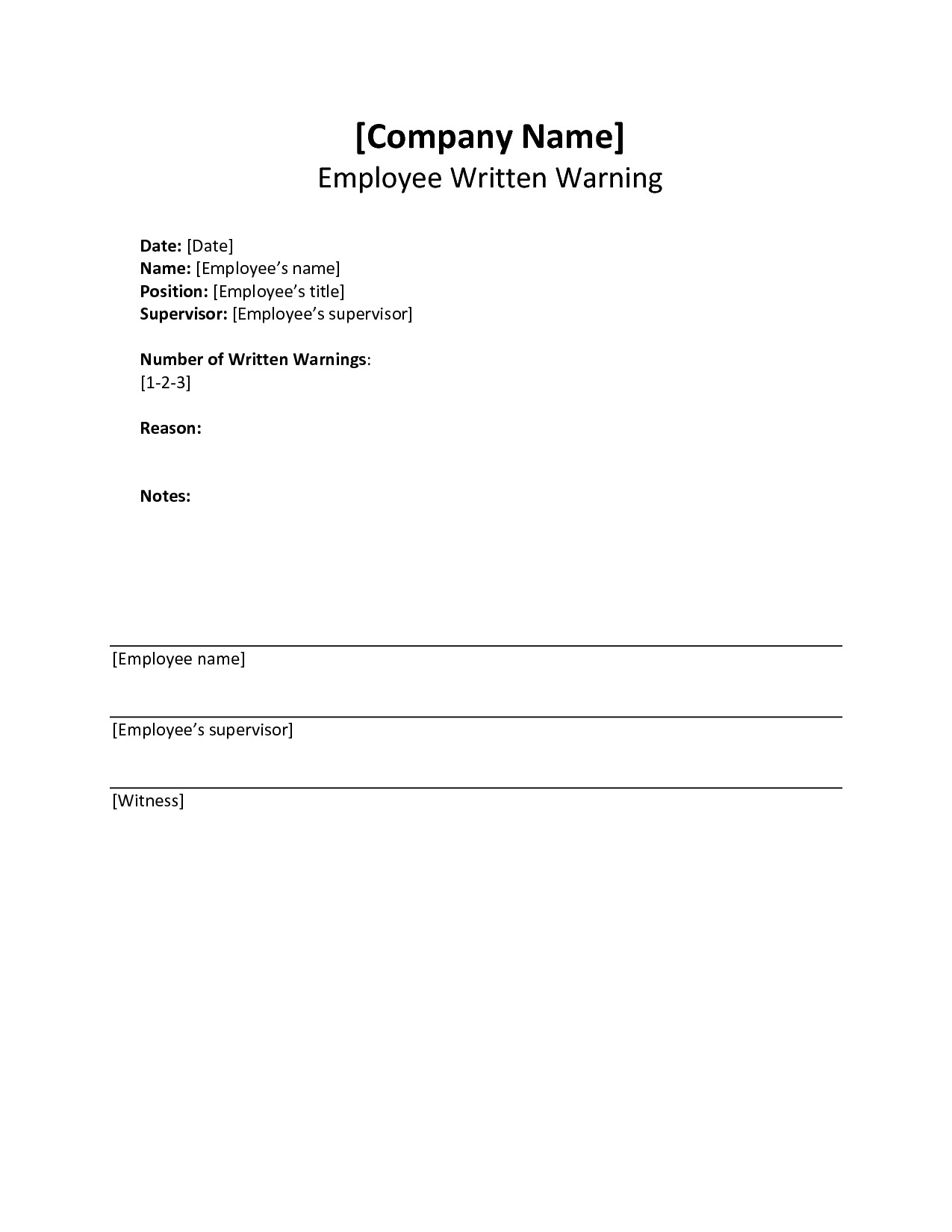 Employee Written Warning Template Written Warning Template