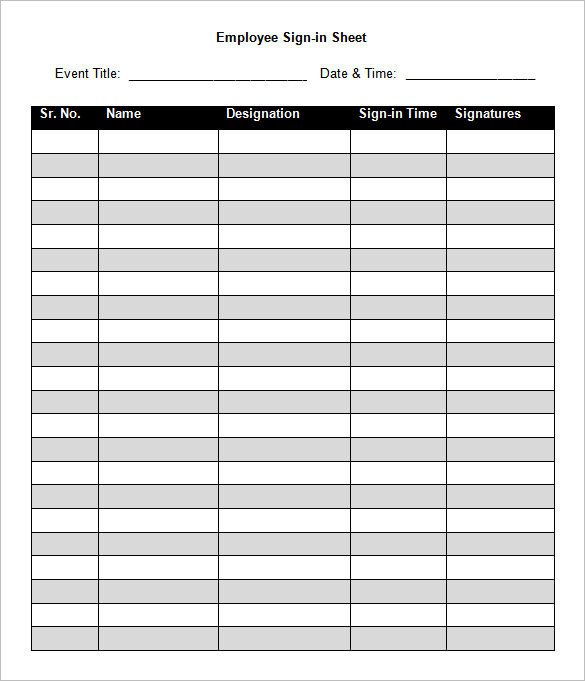 Employees Sign In Sheet 75 Sign In Sheet Templates Doc Pdf